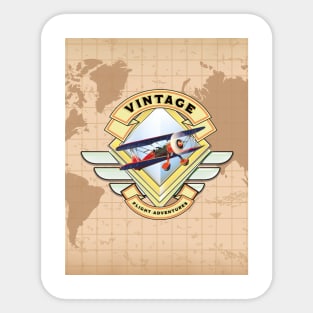 Vintage Flight Adventure travel poster. Sticker